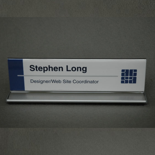 8 in. x 2 in. DOUBLE-SIDED OFFICE CUBICLE NAMEPLATE SIGN FRAME WITH ALUMINUM BASE