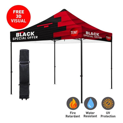Premium Aluminum (Black) 10' Tent Kit (Dye-Sublimation) 17" Valance