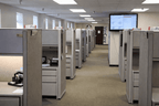 Modern office cubicles featuring professional cubicle signage