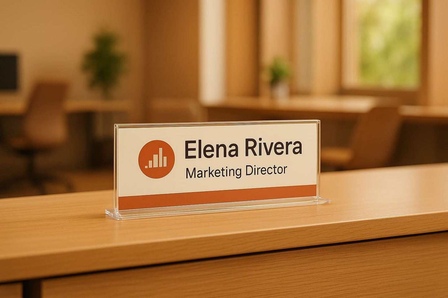 Custom office cubicle sign with name and role