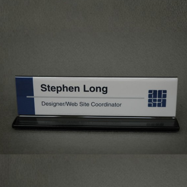 8 in. x 2 in. DOUBLE-SIDED OFFICE CUBICLE NAMEPLATE SIGN FRAME WITH ALUMINUM BASE