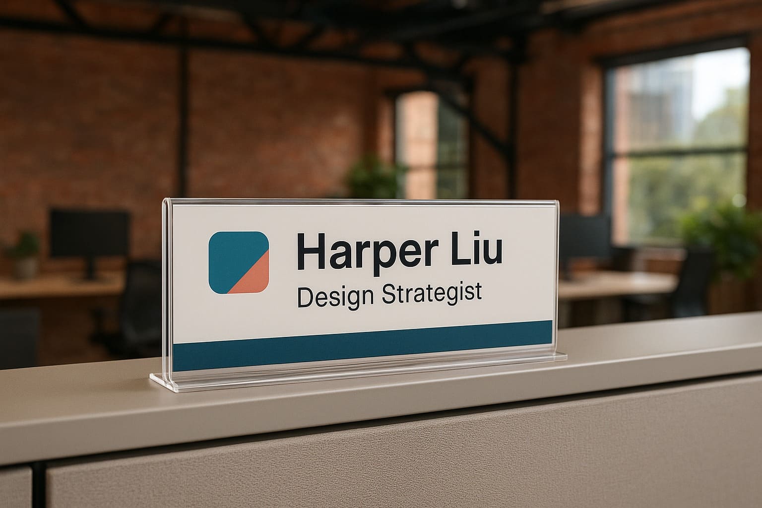 Professional cubicle nameplate for office workspace