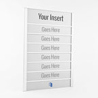 Changeable aluminum office directory sign frame.