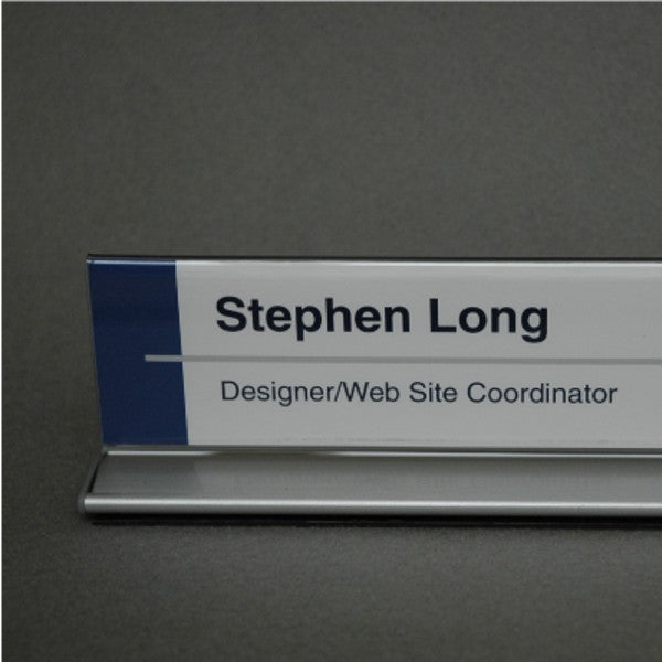 10 in. x 2 in. DOUBLE-SIDED OFFICE CUBICLE NAMEPLATE SIGN FRAME WITH ALUMINUM BASE