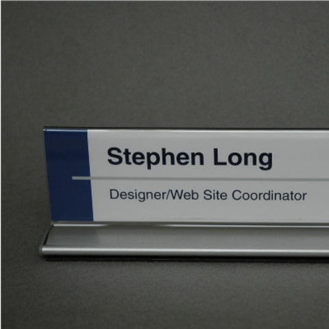 8 in. x 2 in. DOUBLE-SIDED OFFICE CUBICLE NAMEPLATE SIGN FRAME WITH ALUMINUM BASE