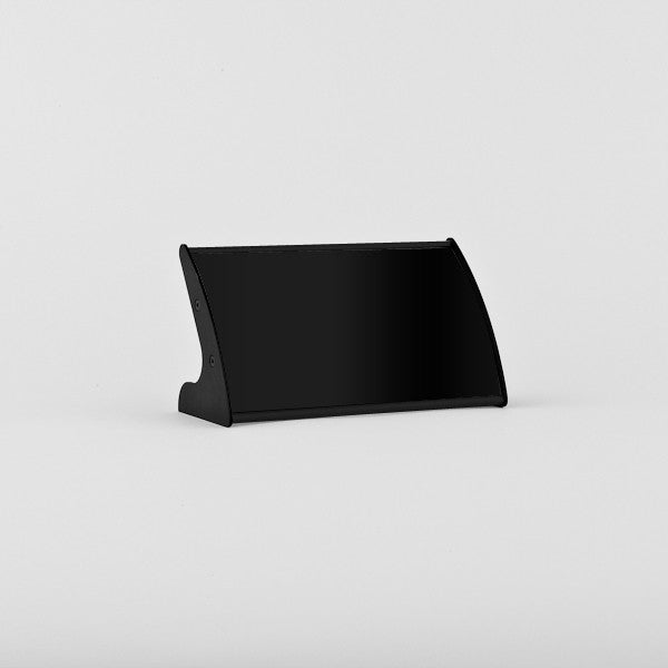 Changeable office desk name sign with curved profile